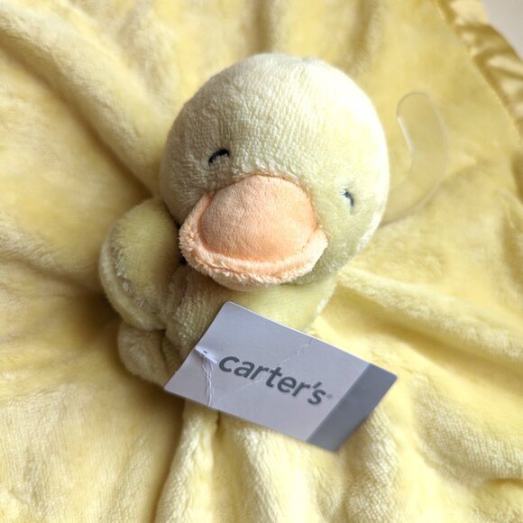Carter's Baby Duck Security Blanket Ducky Duckling Plush Lovey Blanket w/ Rattle - Picture 2 of 6